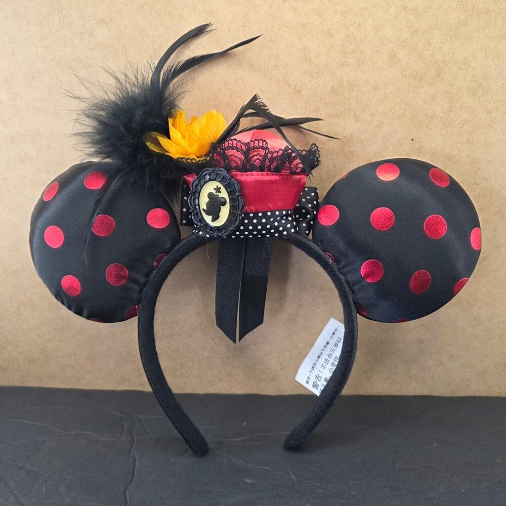 Disney Parks Exclusive Victorian Cameo Minnie Ears Dapper Day Red Black headband